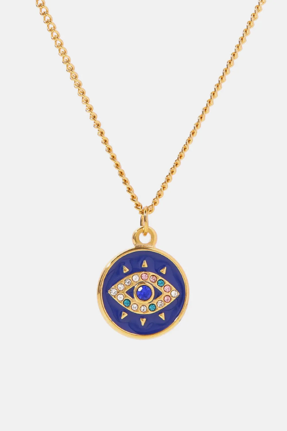 Cubic Zirconia Evil Eye Pendant Chunky Chain Necklace Blue One Size Necklaces - Tophatter Daily Deals