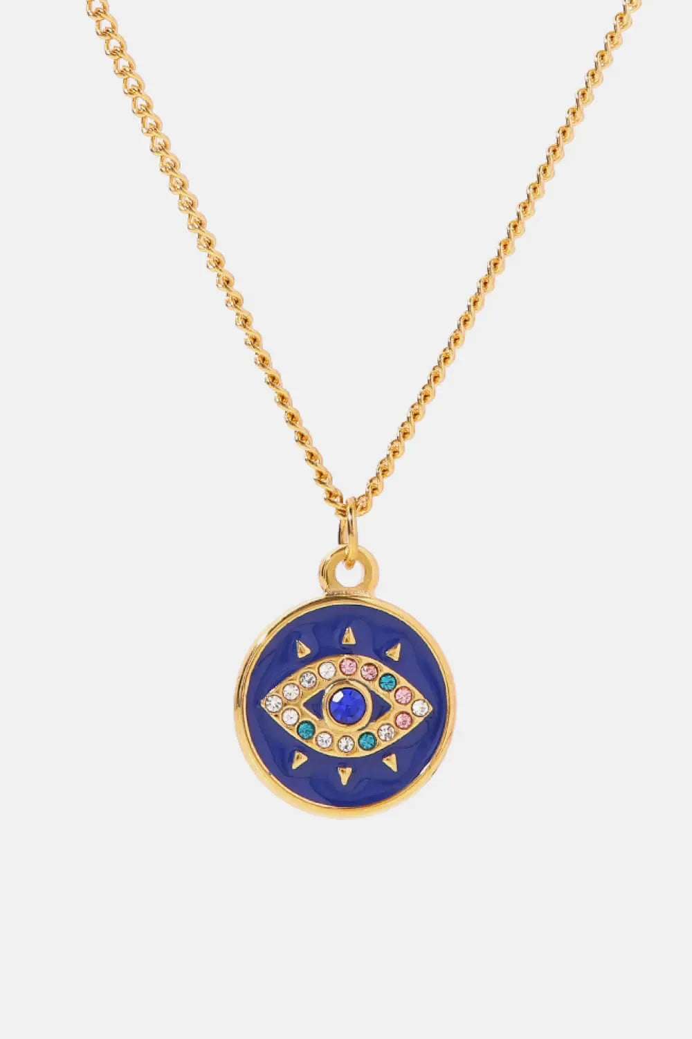 Cubic Zirconia Evil Eye Pendant Chunky Chain Necklace Blue One Size Necklaces - Tophatter Daily Deals