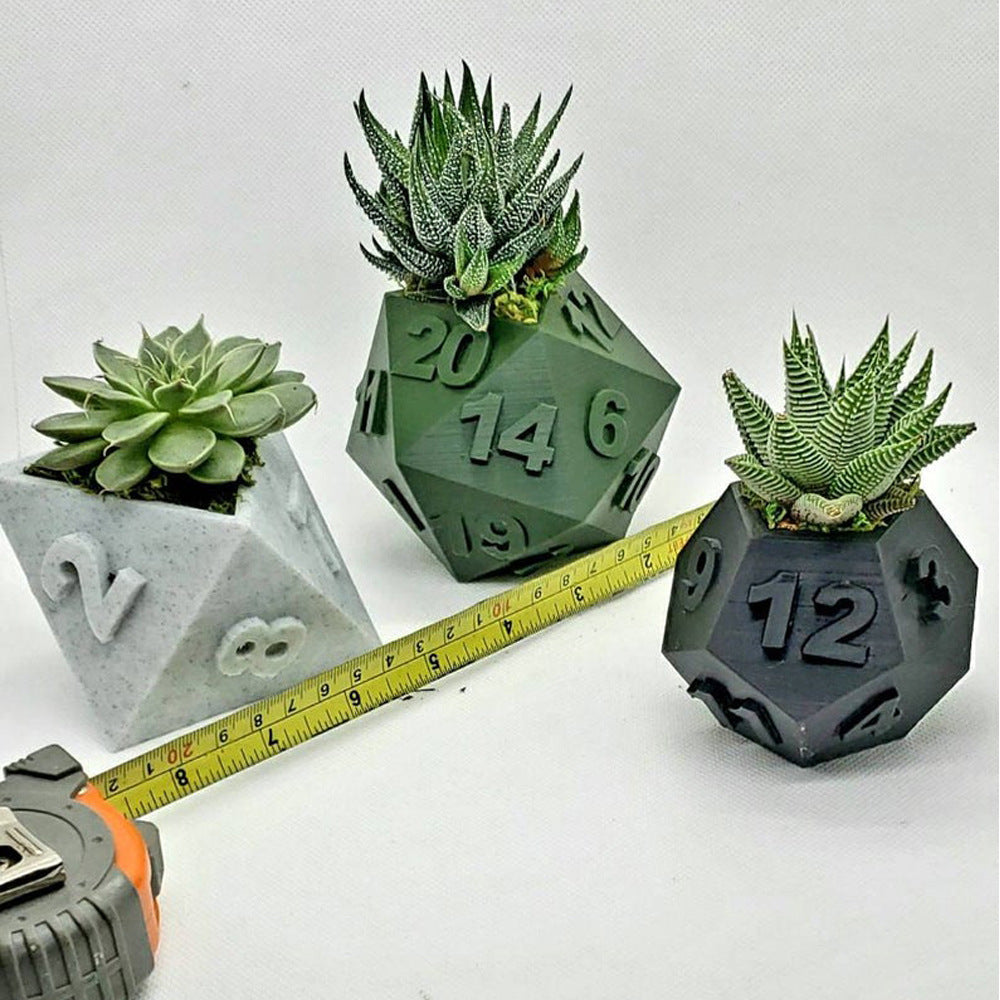 3D Printed Plant Pot Table Top RPG Dice Succulent Planter Set Home Decoration Multifunction Garden Flower Pot 0 - Tophatter Daily Deals