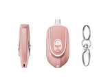 2 In 1 Mini Keychain Power Bank Keyring Hanging Buckle 2 Output Interfaces 5V 1200MAH Backup Power Bank Retractable Plug Waterproof Phone Charging Accessories Pink USB 0 - Tophatter Daily Deals