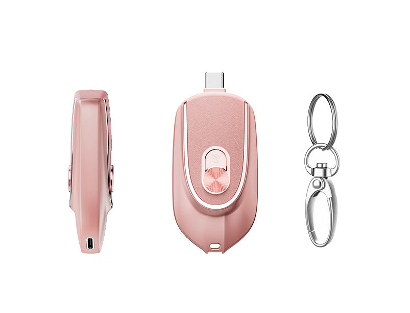 2 In 1 Mini Keychain Power Bank Keyring Hanging Buckle 2 Output Interfaces 5V 1200MAH Backup Power Bank Retractable Plug Waterproof Phone Charging Accessories Pink USB 0 - Tophatter Daily Deals