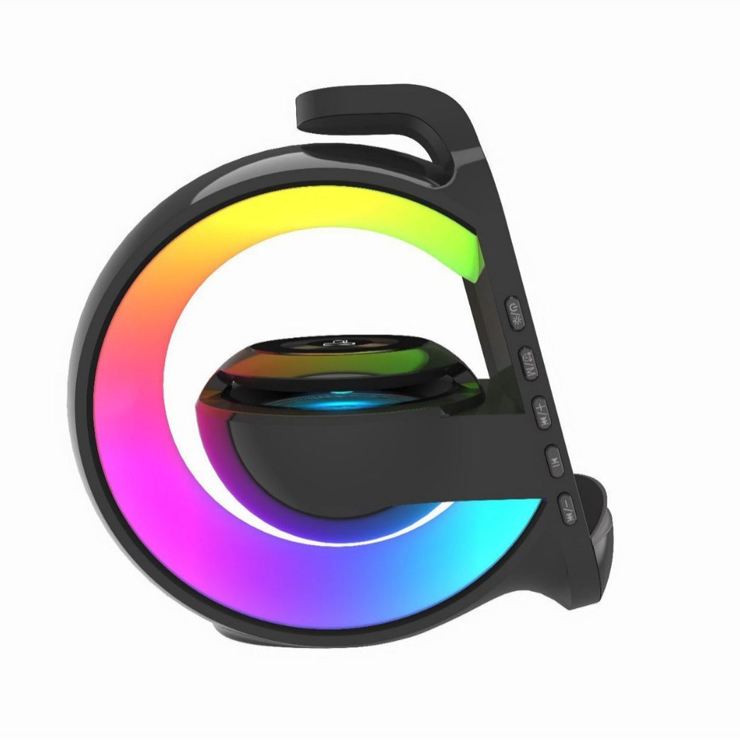 A Bluetooth Speaker Six-in-one Wireless Charger Large G Ambience Light Alarm Clock Microphone Audio 0 - Tophatter Daily Deals