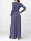 Pocketed Surplice Long Sleeve Maxi Dress Casual Dresses - Tophatter Daily Deals