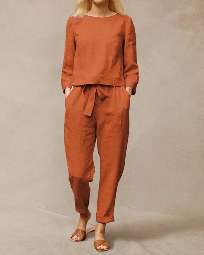 Two Piece Lace Up Pants Set Orange Two Pieces Sets - Tophatter Daily Deals