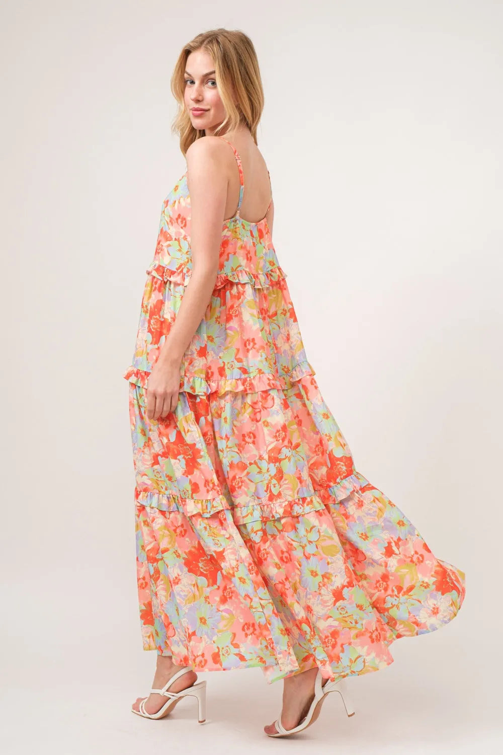 And The Why Floral Ruffled Tiered Maxi Cami Dress Casual Dresses - Tophatter Daily Deals