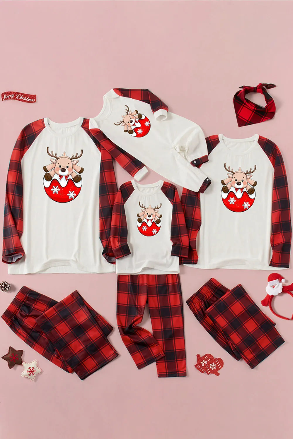 Reindeer Graphic Top and Plaid Pants Set Red Loungewear Sets - Tophatter Daily Deals