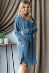 Heimish Ribbed Long Sleeve Hooded Dress Casual Dresses - Tophatter Daily Deals