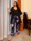 Cami, Robe, and Printed Pants Pajama Set Loungewear Sets - Tophatter Daily Deals