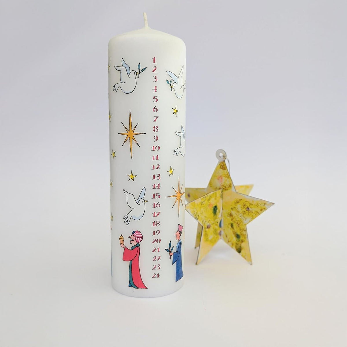 Wise Men Christmas Advent Candle | Christmas Calendar Pillar Candle - 20cm Advent Candle - Tophatter Daily Deals