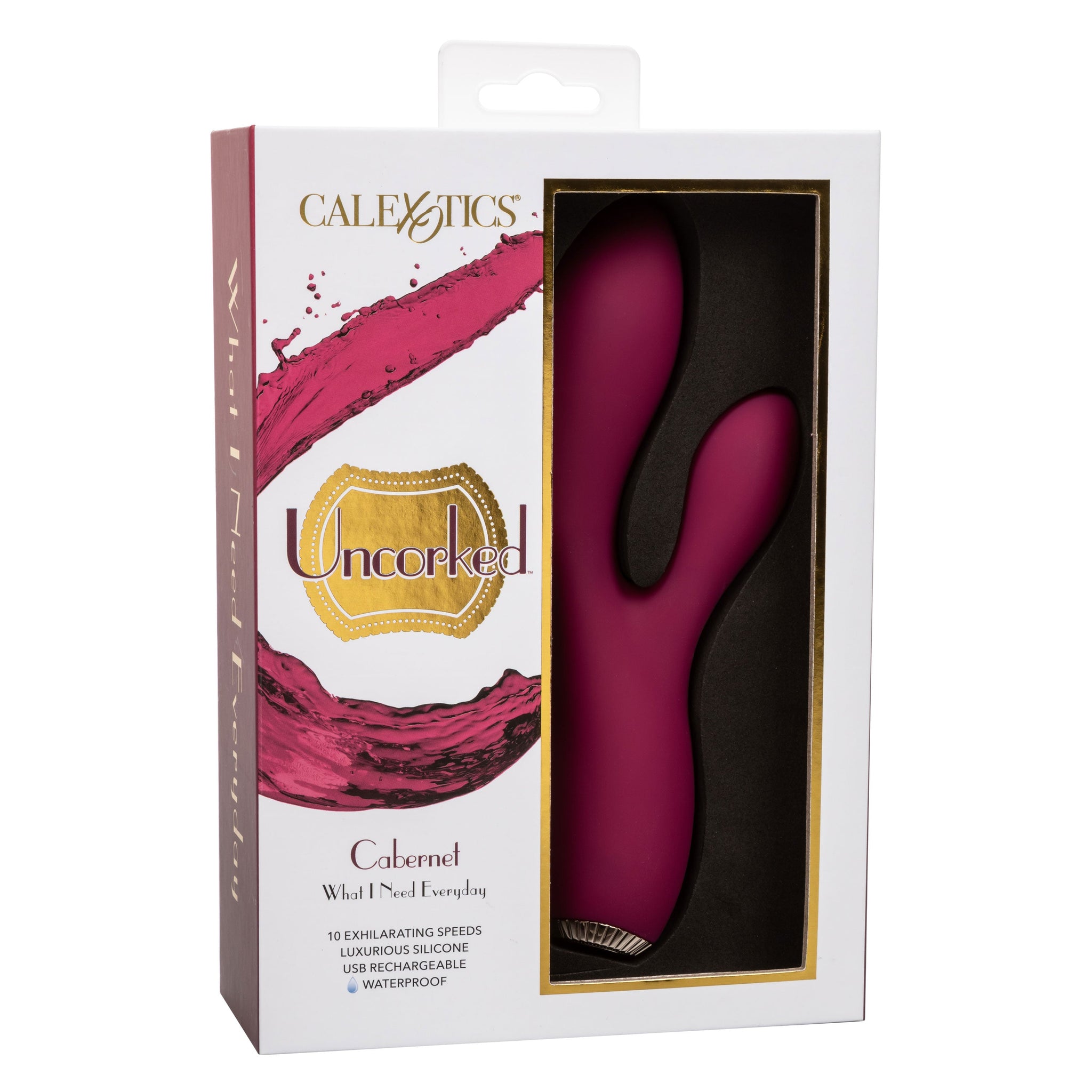 Uncorked Cabernet Dual Massager in Deep Wine Red with 10 Speeds and Silicone Vibrator > Vibrators > Ladies > Rabbit - Tophatter Daily Deals