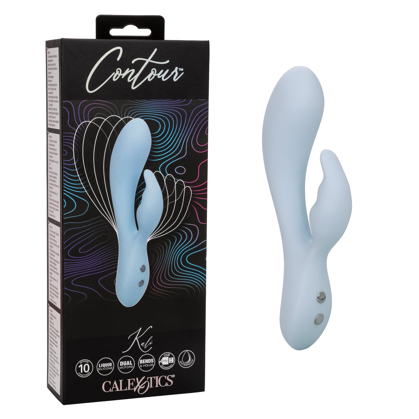 Contour Kali Flexible Dual Massager in Light Blue with 10 Vibration Functions and Rechargeable > Vibrators > Ladies > Rabbit - Tophatter Daily Deals