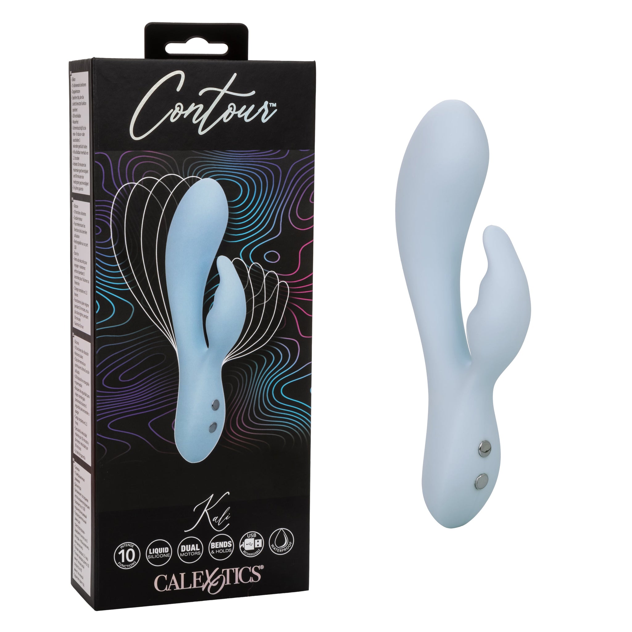 Contour Kali Flexible Dual Massager in Light Blue with 10 Vibration Functions and Rechargeable > Vibrators > Ladies > Rabbit - Tophatter Daily Deals