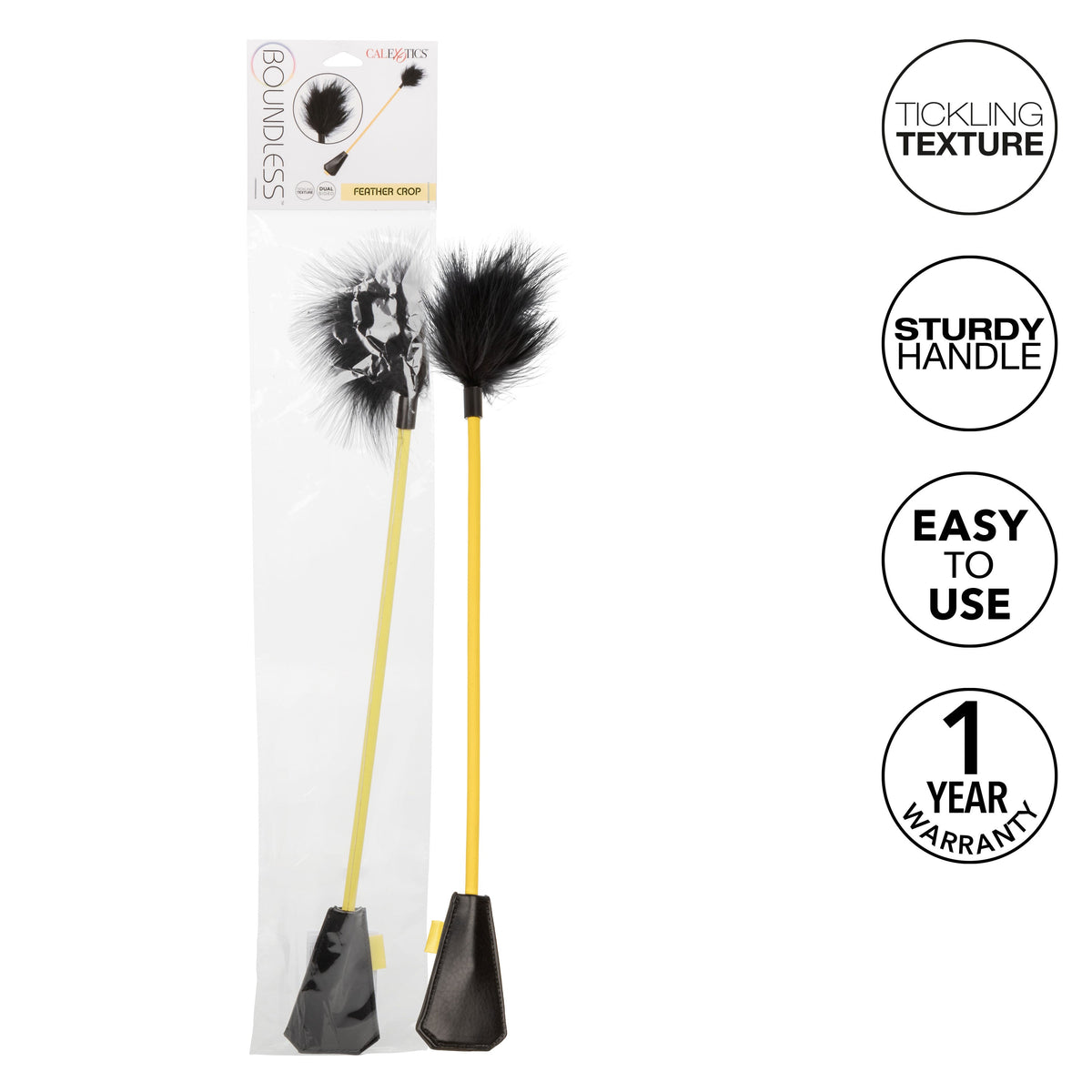 Boundless Feather Crop Black Faux Leather and Feather Tickler BDSM Dual Crop 15 Inch > Bondage Gear > Ticklers - Tophatter Daily Deals