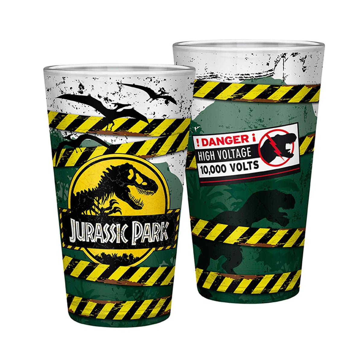 Jurassic Park - Danger: High Voltage Glass Glassware - Tophatter Daily Deals