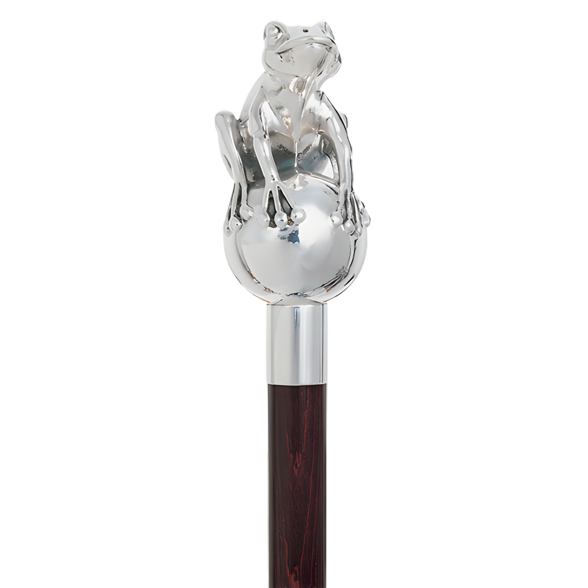 Frog Prince Silver Cane Handle on Sturdy Italian Wood Shaft - Tophatter Daily Deals