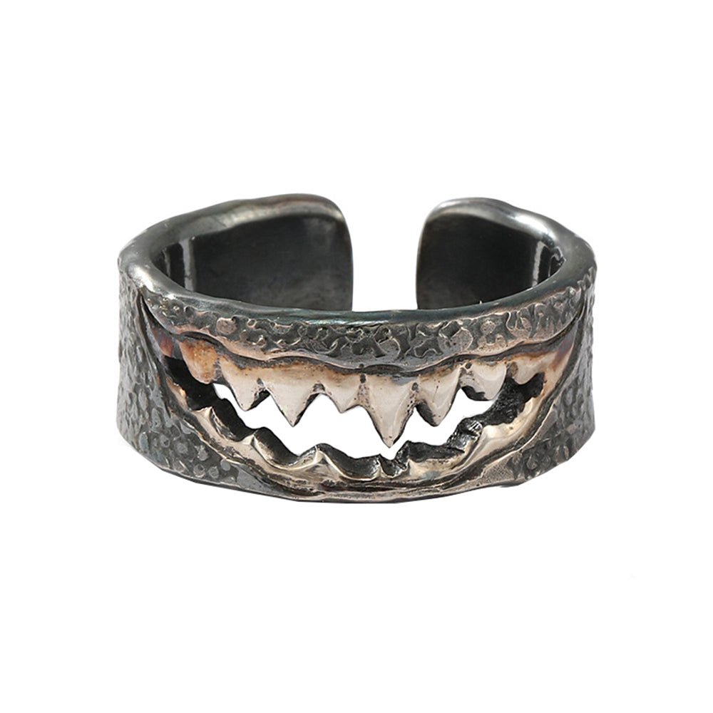 Venom Pure Handmade Mens Silver Plated Brass Adjustable Ring Punk Biker Jewelry EDC Gadgets - Tophatter Daily Deals