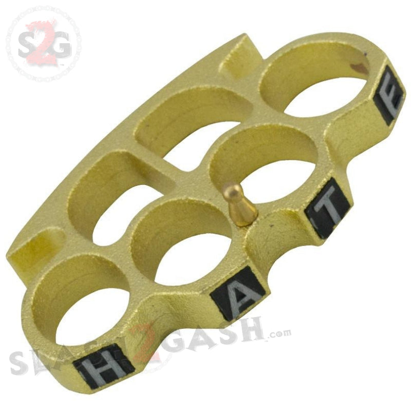 Hate Knuckles Belt Buckle Paperweight - Textured Gold Belt Buckle - Tophatter Daily Deals