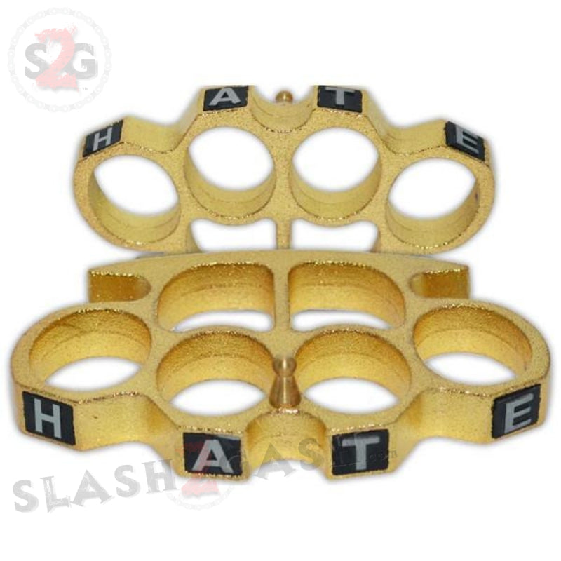 Hate Knuckles Belt Buckle Paperweight - Textured Gold Belt Buckle - Tophatter Daily Deals