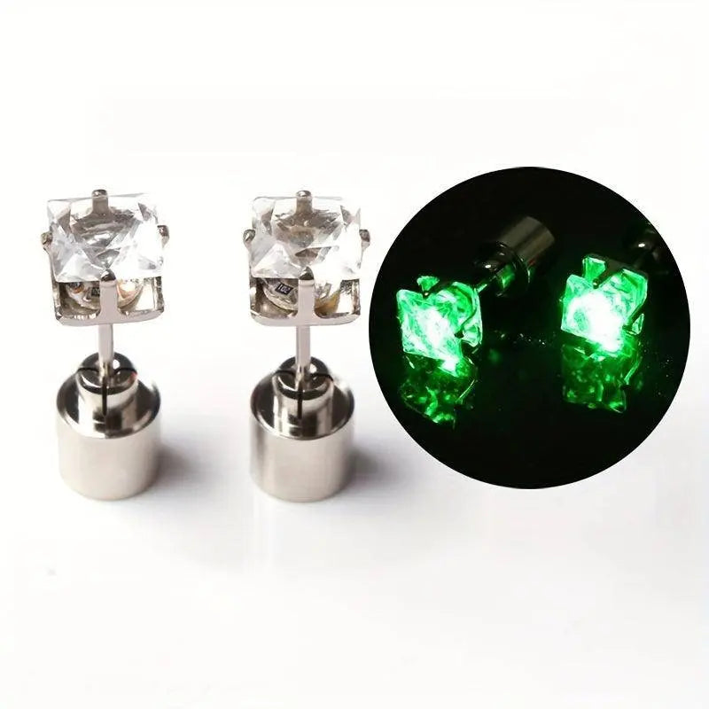 1 Pair Cool Colorful Flashing Earrings Glowing In The Dark Green - Tophatter Daily Deals