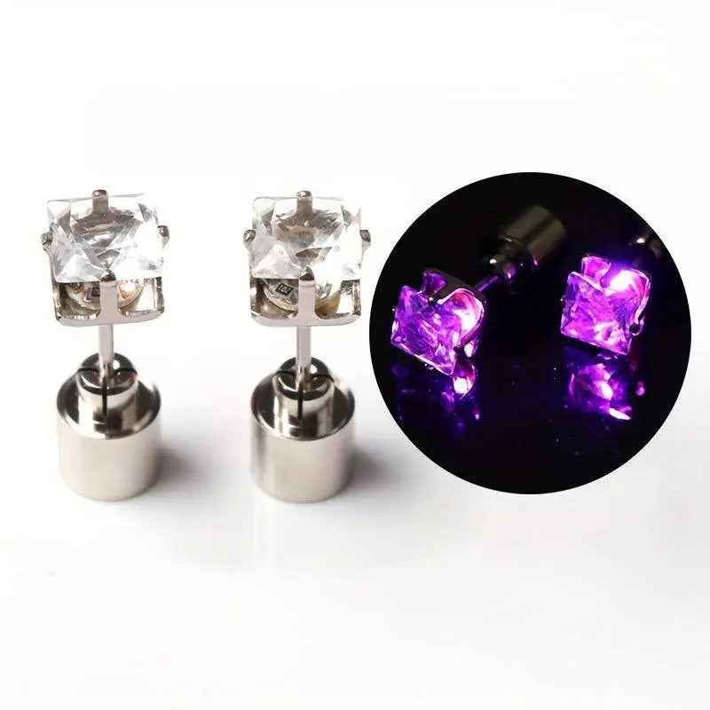 1 Pair Cool Colorful Flashing Earrings Glowing In The Dark Purple - Tophatter Daily Deals