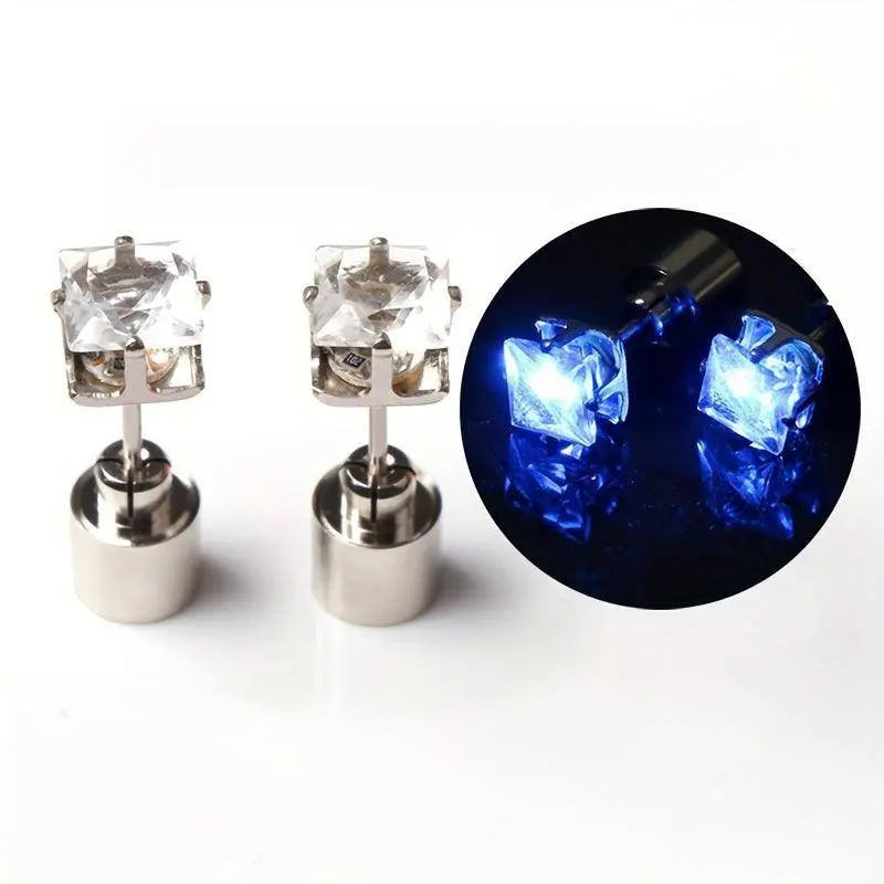 1 Pair Cool Colorful Flashing Earrings Glowing In The Dark Blue - Tophatter Daily Deals