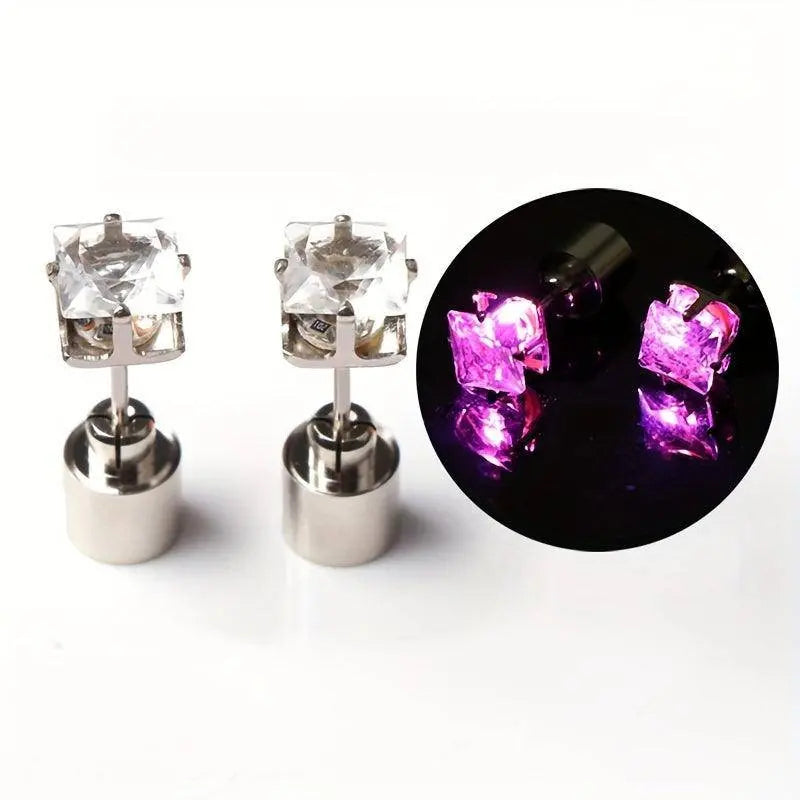 1 Pair Cool Colorful Flashing Earrings Glowing In The Dark pink - Tophatter Daily Deals