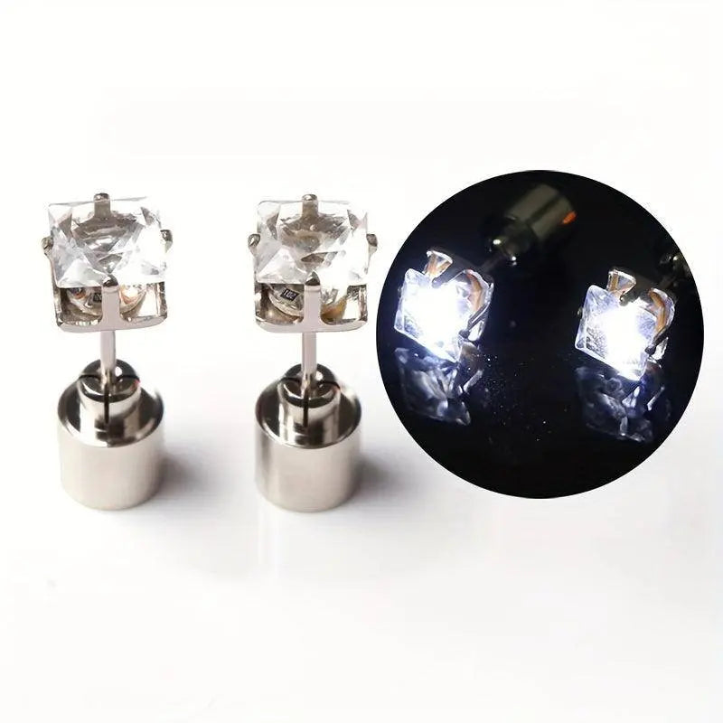 1 Pair Cool Colorful Flashing Earrings Glowing In The Dark White - Tophatter Daily Deals