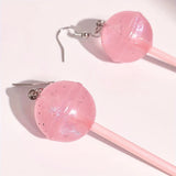 1 Pair Of Y2k Style Drop Earrings Pink Lollipop - Tophatter Daily Deals