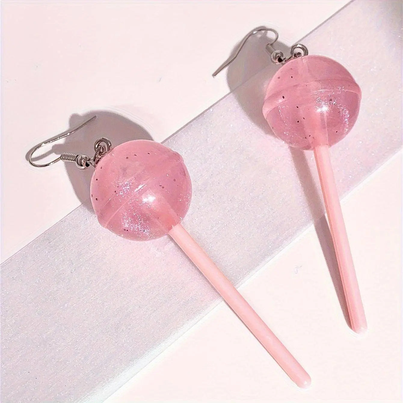 1 Pair Of Y2k Style Drop Earrings Pink Lollipop Pink - Tophatter Daily Deals