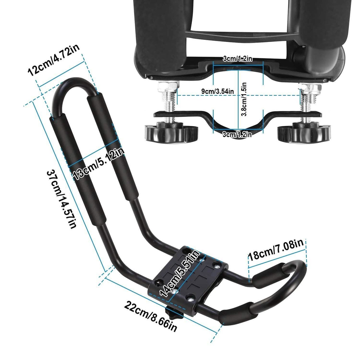 1-Pair: Universal J-Bar Kayak Carrier Automotive - Tophatter Daily Deals