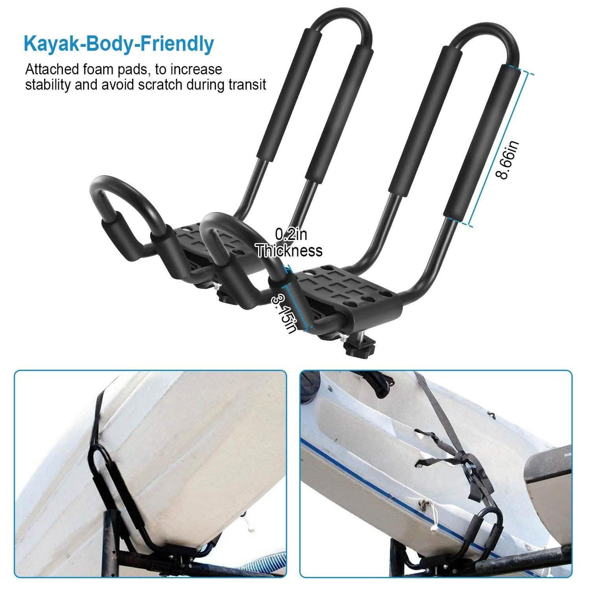1-Pair: Universal J-Bar Kayak Carrier Automotive - Tophatter Daily Deals