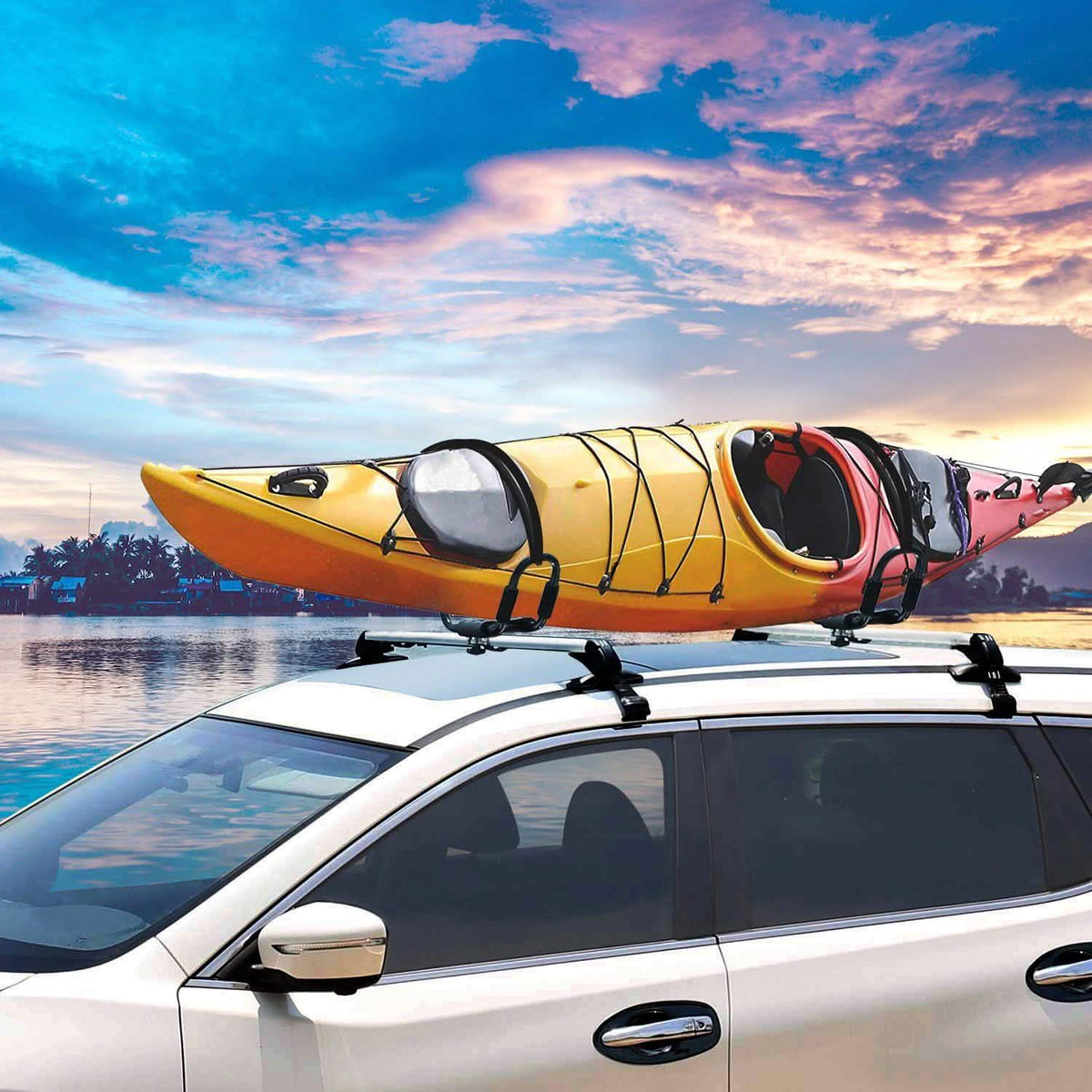 1-Pair: Universal J-Bar Kayak Carrier Automotive - Tophatter Daily Deals