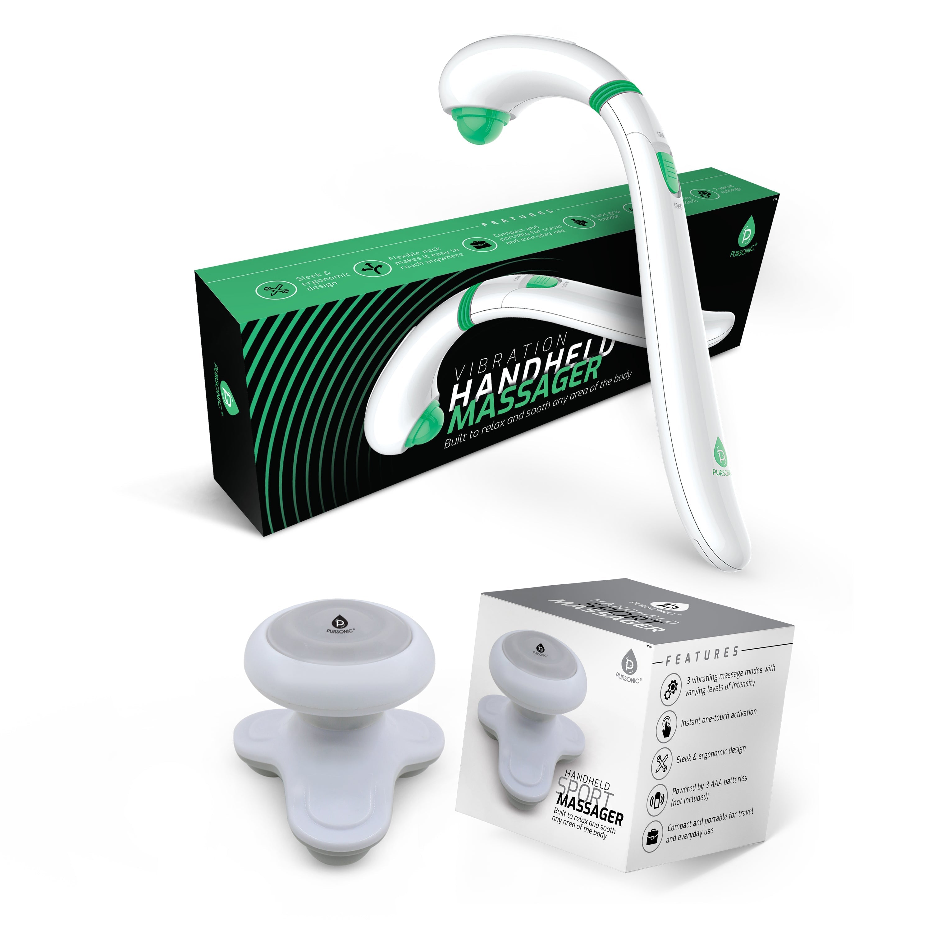 Pursonic Wand Massager With Mini Handheld Massager White Massagers & Wraps - Tophatter Daily Deals