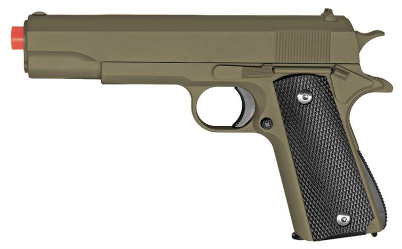 Full Metal 1911 OD Green Black Grips AIRSOFT Gun Pistol New In Box 330 FPS Collectible Weapons - Tophatter Daily Deals