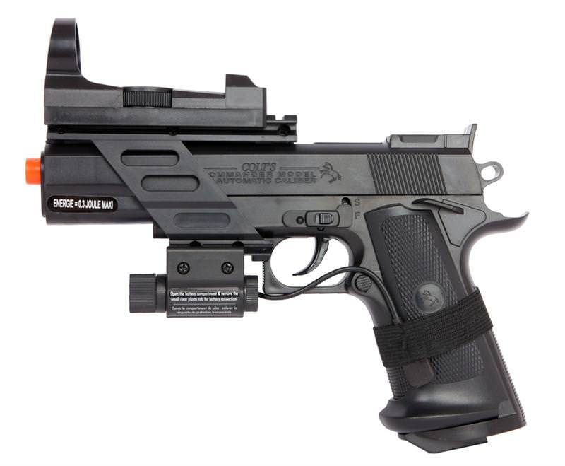 Airsoft Colt Combat Commander 1911 Spring Pistol with Red Dot Laser & Sight Collectible Weapons - Tophatter Daily Deals
