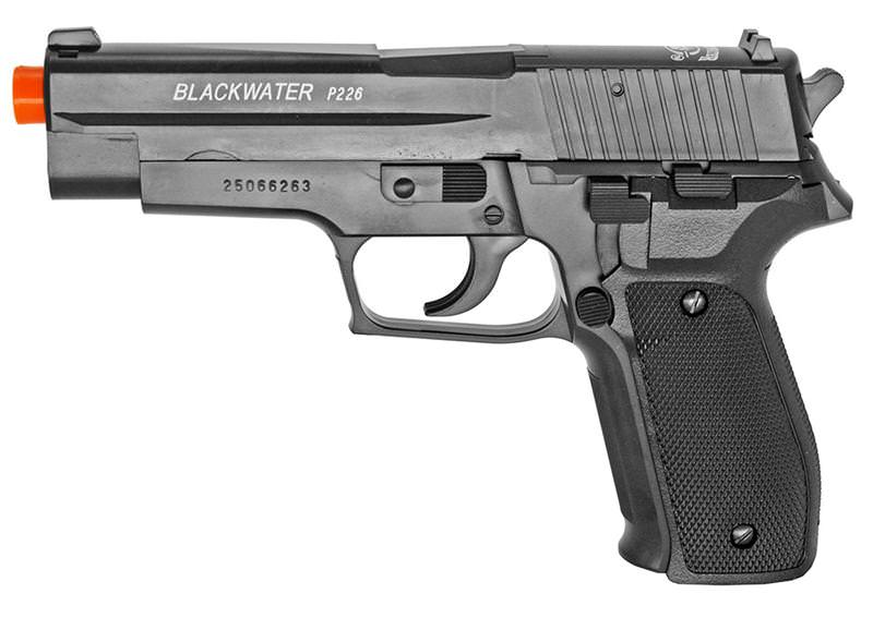 Black Water SIG P226 Spring Airsoft Gun - TOPHATTER'S ARMORY DEALS Collectible Weapons - Tophatter Daily Deals