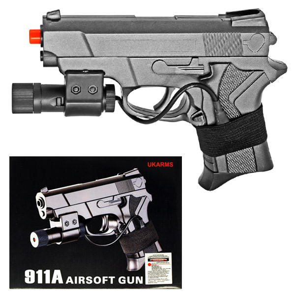 911A Spring Airsoft Handgun With Red Dot Laser - TOPHATTER'S ARMORY DEALS Collectible Weapons - Tophatter Daily Deals