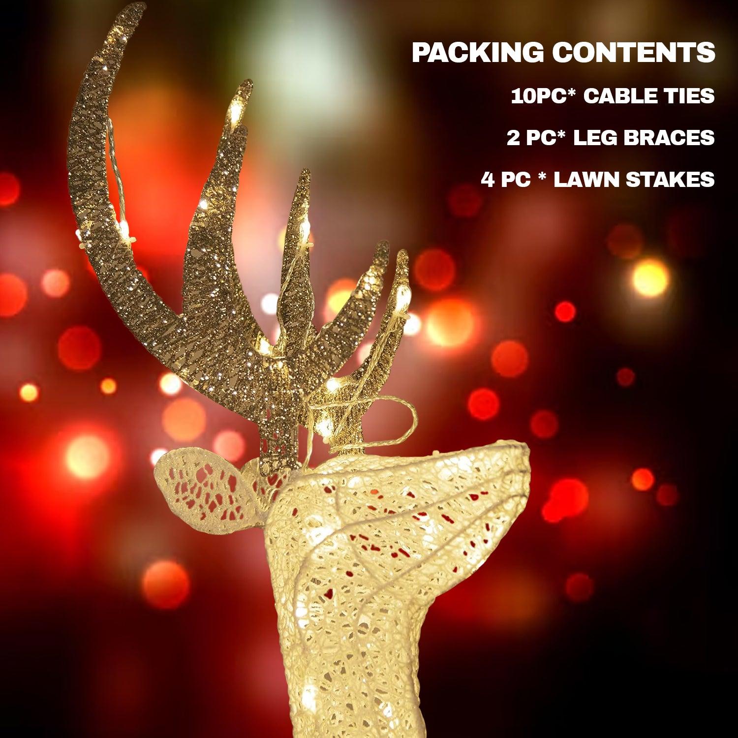 Light Up Reindeer - Large 1.2m-2m Christmas Light Up Deer Deocration LED Twinkling Reindeer For Home and Garden Warm White Christmas - Tophatter Daily Deals