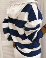 Soft Women’s Hooded Pullover - Striped Relaxed Cotton, Casual - Tophatter Daily Deals