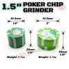 Casino Poker Chips Tobacco Herb Grinder 1.5" - 3 pieces METAL Smoking Accessories - Tophatter Daily Deals