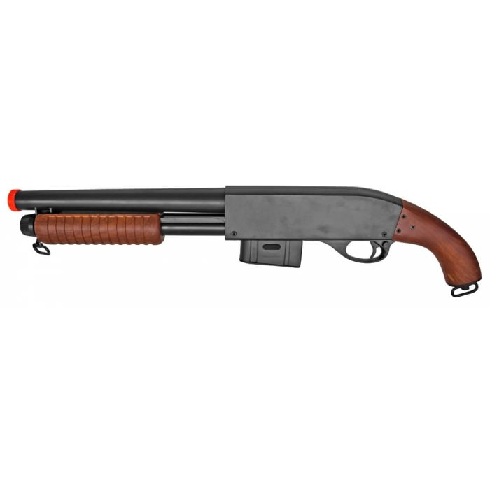 P1568W Spring Powered Shotgun FPS-360 Airsoft Gun (Wood) Airsoft Rifle Collectible Weapons - Tophatter Daily Deals
