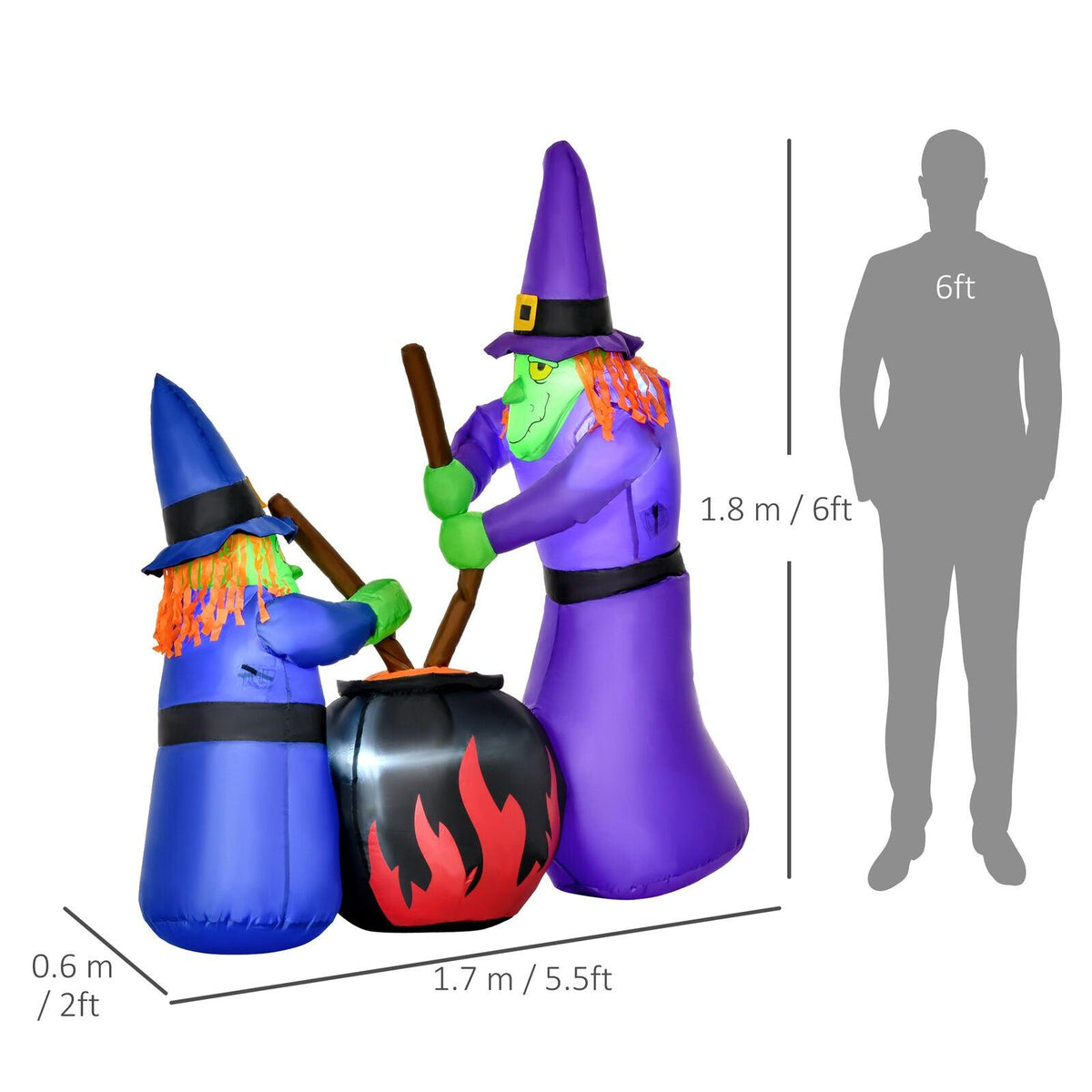 Halloween Inflatables Outdoor - 1.8m Tall Inflatable Halloween Decoration Witches Light Airblown Festive & Franchise - Tophatter Daily Deals