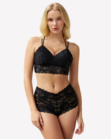 2 Piece Lace Bra and Panty Set Black Lingerie Sets-Bra Sets - Tophatter Daily Deals