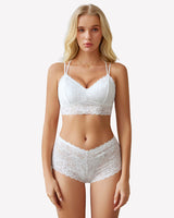 2 Piece Lace Bra and Panty Set White Lingerie Sets-Bra Sets - Tophatter Daily Deals