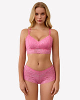 2 Piece Lace Bra and Panty Set Pink Lingerie Sets-Bra Sets - Tophatter Daily Deals