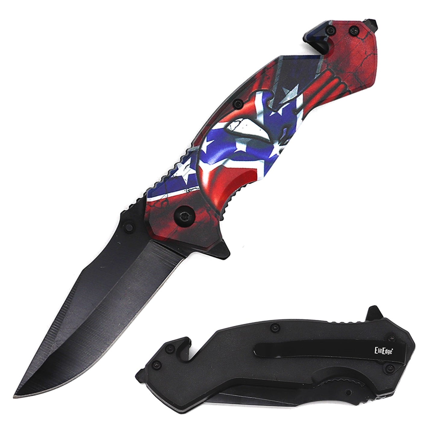 4.75" Closed Punisher Skull Design Tactical Rescue Spring Assist Knife - Tophatter's Guns'N'Weapons Store - FREE SHIPPING Collectible Weapons - Tophatter Daily Deals