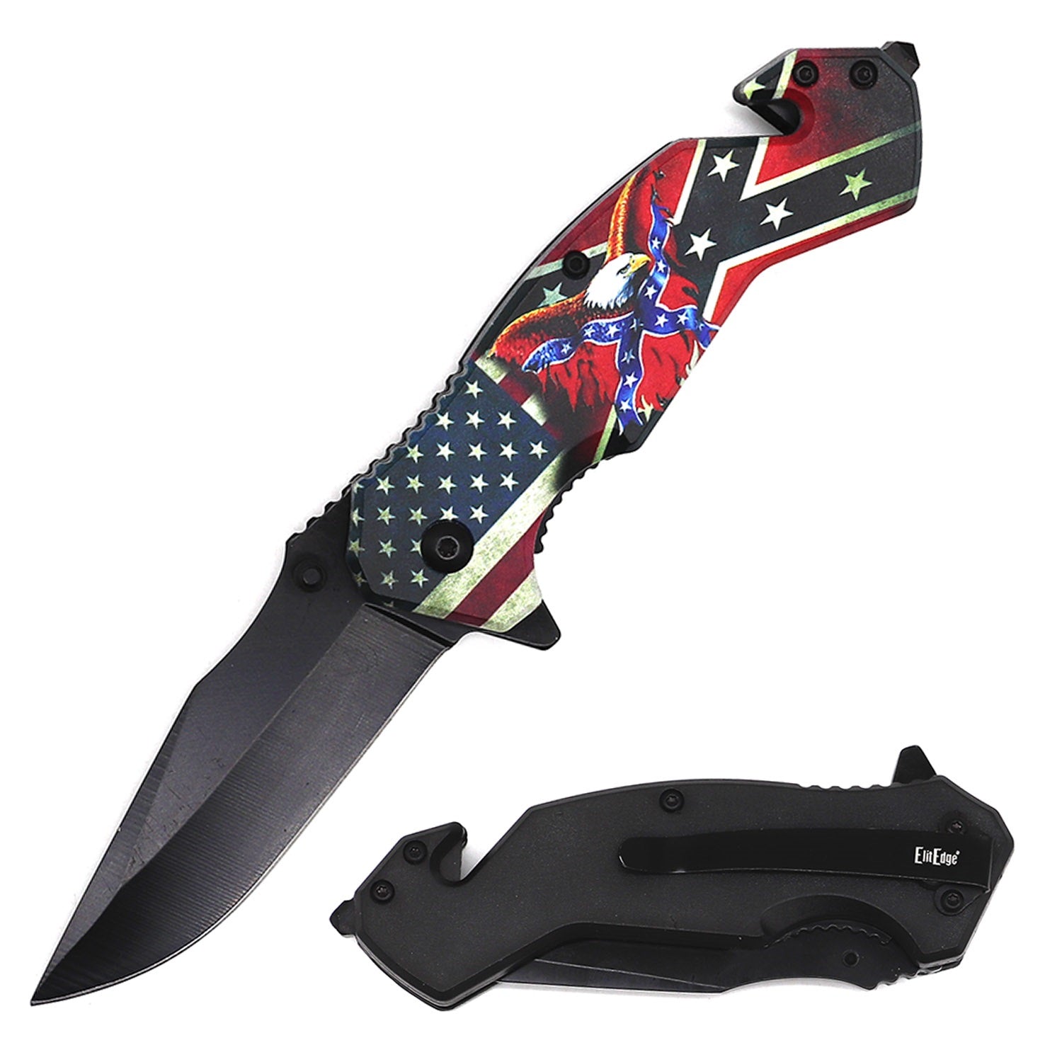 4.75" Closed USA Eagle Design Tactical Rescue Spring Assist Knife Collectible Weapons - Tophatter Daily Deals