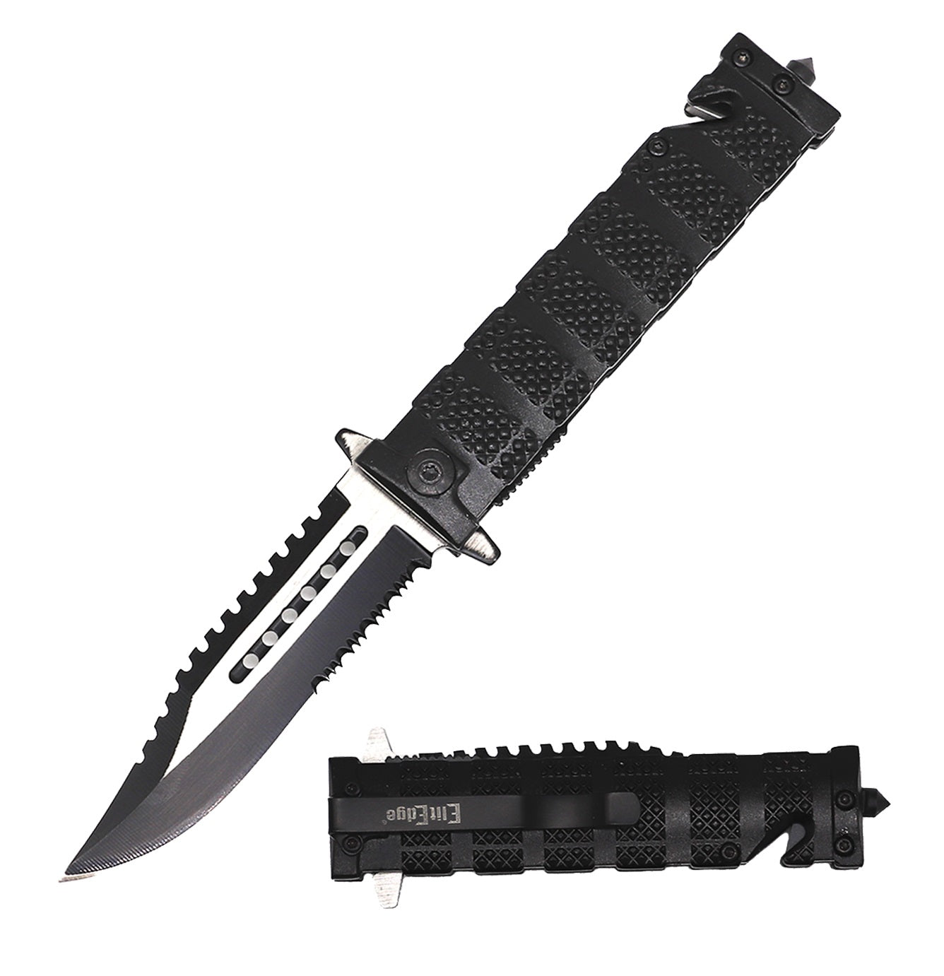Spring Assisted Knife Black Tactical Fighter Collectible Weapons - Tophatter Daily Deals