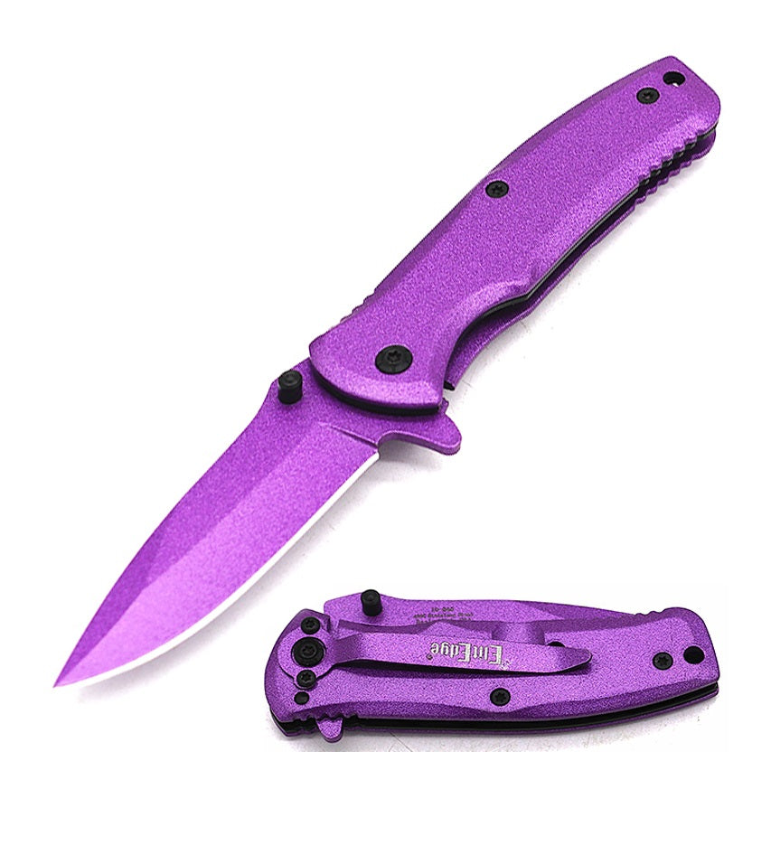 3.5" Closed Pink Stainless Steel Spring Assisted Folding Knife - Tophatter's Army Products & Self Defense Collectible Weapons - Tophatter Daily Deals