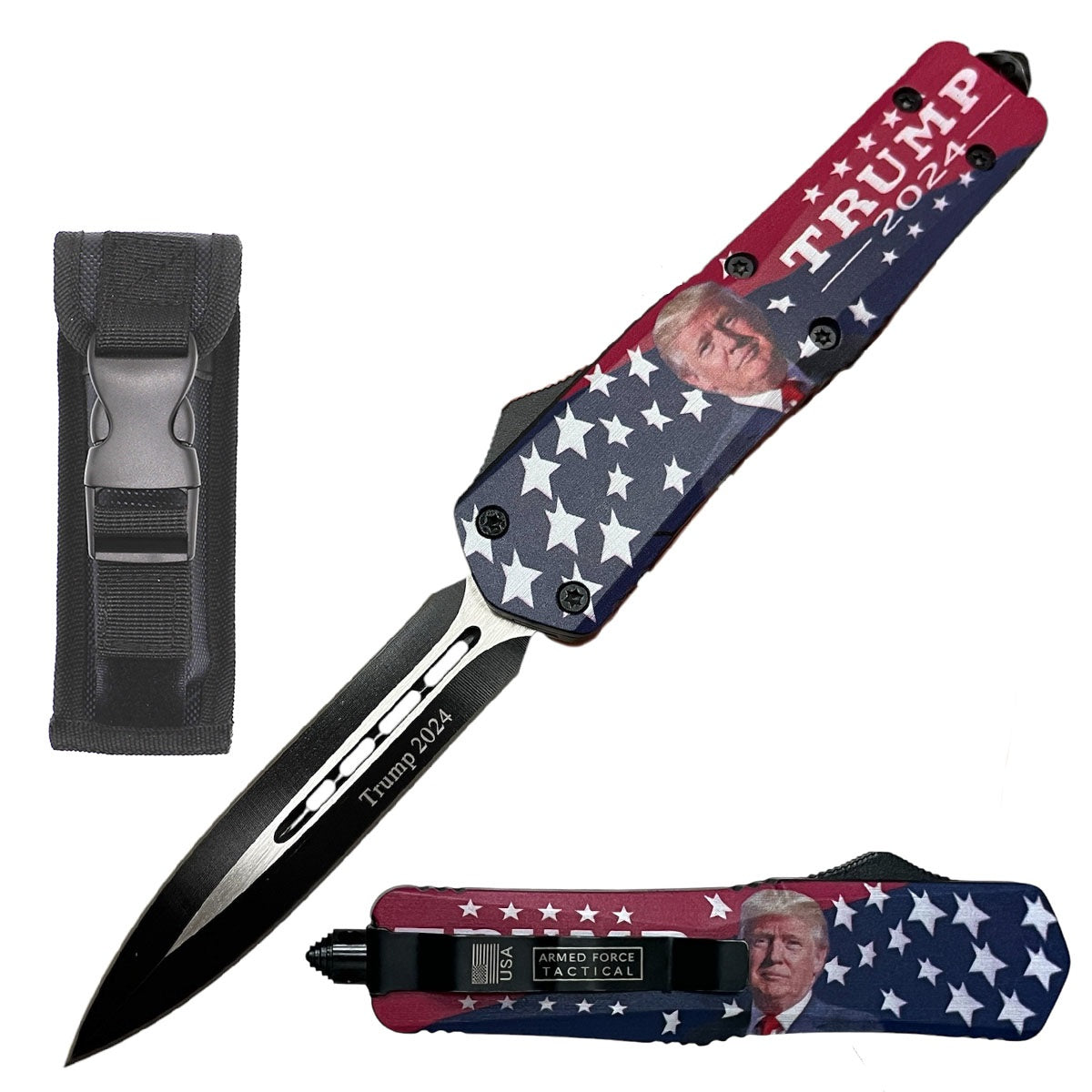 9" Trump 2024 Tactical Recon Automatic OTF Combat Knife Collectible Weapons - Tophatter Daily Deals